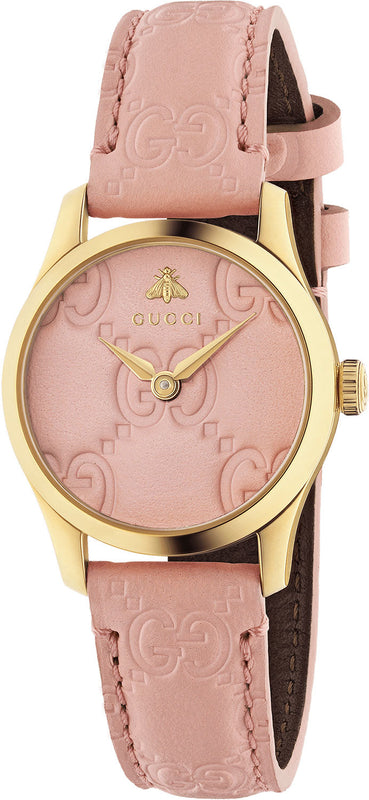 Buy Shop Gucci G Timeless Quartz Pink Dial Pink Leather Strap Watch For Women - YA1265005 USA Online