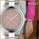 Buy Shop Gucci G Timeless Quartz Pink Dial Silver Steel Strap Watch for Women - YA1265033 USA Online