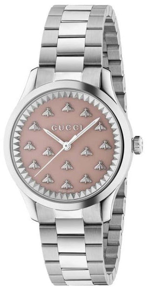 Buy Shop Gucci G Timeless Quartz Pink Dial Silver Steel Strap Watch for Women - YA1265033 USA Online