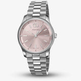 Buy Shop Gucci G Timeless Quartz Pink Dial Silver Steel Strap Watch for Women - YA1265061 USA Online