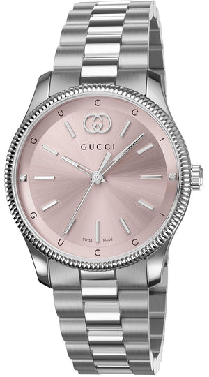 Buy Shop Gucci G Timeless Quartz Pink Dial Silver Steel Strap Watch for Women - YA1265061 USA Online