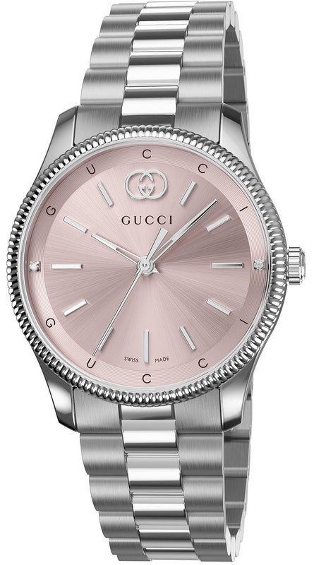 Buy Shop Gucci G Timeless Quartz Pink Dial Silver Steel Strap Watch for Women - YA1265061 USA Online