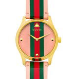 Buy Shop Gucci G Timeless Quartz Pink Dial Three Tone Leather Strap Watch For Women - YA1264118 USA Online