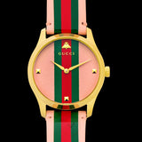 Buy Shop Gucci G Timeless Quartz Pink Dial Three Tone Leather Strap Watch For Women - YA1264118 USA Online