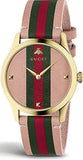 Buy Shop Gucci G Timeless Quartz Pink Dial Three Tone Leather Strap Watch For Women - YA1264118 USA Online