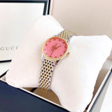 Buy Shop Gucci G Timeless Quartz Pink Dial Two Tone Steel Strap Watch For Women - YA1265030 USA Online