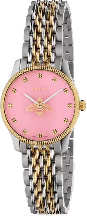 Buy Shop Gucci G Timeless Quartz Pink Dial Two Tone Steel Strap Watch For Women - YA1265030 USA Online
