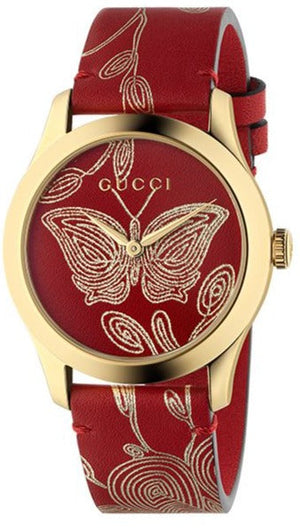 Buy Shop Gucci G Timeless Quartz Red Dial Red Leather Strap Watch For Women - YA1264054 USA Online