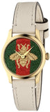 Buy Shop Gucci G Timeless Quartz Red & Green Dial Beige Leather Strap Watch For Women - YA1265009 USA Online
