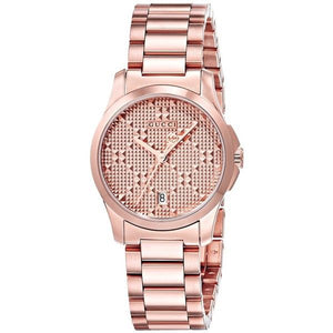 Buy Shop Gucci G Timeless Quartz Rose Gold Dial Rose Gold Steel Strap Watch For Women - YA126567 USA Online
