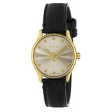 Buy Shop Gucci G Timeless Quartz Silver Dial Black Leather Strap Watch For Women - YA1265023 USA Online
