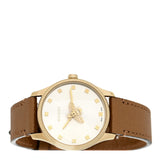 Buy Shop Gucci G Timeless Quartz Silver Dial Brown Leather Strap Watch For Women - YA1265022 USA Online