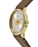 Buy Shop Gucci G Timeless Quartz Silver Dial Brown Leather Strap Watch For Women - YA1265022 USA Online