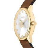Buy Shop Gucci G Timeless Quartz Silver Dial Brown Leather Strap Watch For Women - YA1265022 USA Online