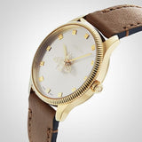 Buy Shop Gucci G Timeless Quartz Silver Dial Brown Leather Strap Watch For Women - YA1265022 USA Online