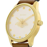 Buy Shop Gucci G Timeless Quartz Silver Dial Brown Leather Strap Watch For Women - YA1265022 USA Online