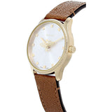 Buy Shop Gucci G Timeless Quartz Silver Dial Brown Leather Strap Watch For Women - YA1265022 USA Online