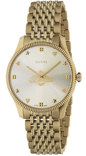 Buy Shop Gucci G Timeless Quartz Silver Dial Gold Steel Strap Watch For Women - YA1264155 USA Online