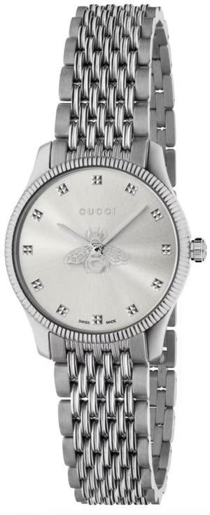 Buy Shop Gucci G Timeless Quartz Silver Dial Silver Steel Strap Watch For Women - YA1265019 USA Online