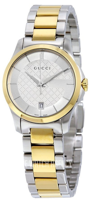 Buy Shop Gucci G Timeless Quartz Silver Dial Two Tone Steel Strap Watch For Women - YA126531 USA Online
