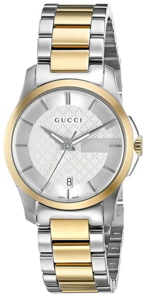 Buy Shop Gucci G Timeless Quartz Silver Dial Two Tone Steel Strap Watch For Women - YA126531 USA Online