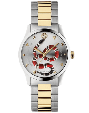 Buy Shop Gucci G Timeless Quartz Stainless Steel Silver Dial 27mm Watch For Women - YA126591 USA Online