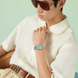 Buy Shop Gucci G Timeless Quartz Turquoise Dial Silver Steel Strap Unisex Watch - YA1265044 USA Online