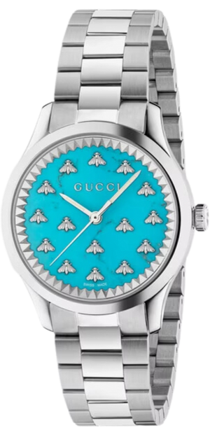 Buy Shop Gucci G Timeless Quartz Turquoise Dial Silver Steel Strap Unisex Watch - YA1265044 USA Online