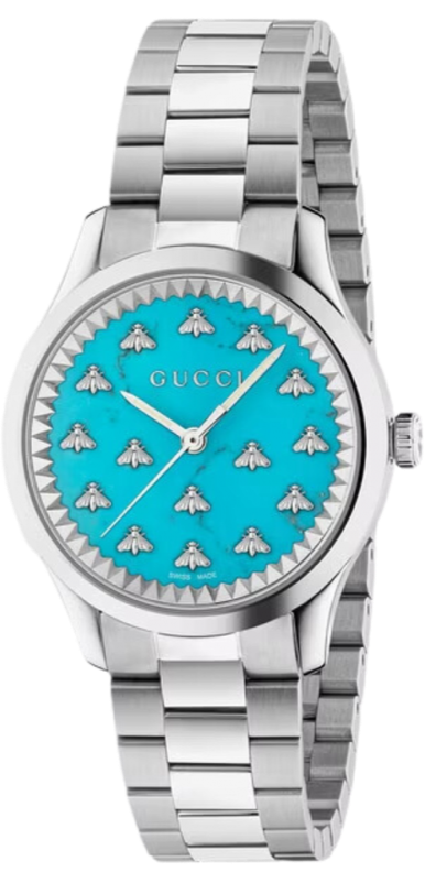 Buy Shop Gucci G Timeless Quartz Turquoise Dial Silver Steel Strap Unisex Watch - YA1265044 USA Online