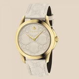 Buy Shop Gucci G Timeless Quartz White Dial White Leather Strap Watch For Women - YA1264033A USA Online