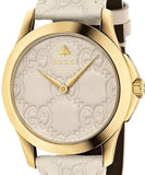 Buy Shop Gucci G Timeless Quartz White Dial White Leather Strap Watch For Women - YA1264033A USA Online