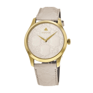Buy Shop Gucci G Timeless Quartz White Dial White Leather Strap Watch For Women - YA1264033A USA Online