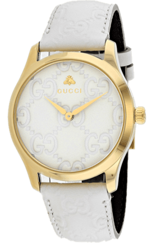 Buy Shop Gucci G Timeless Quartz White Dial White Leather Strap Watch For Women - YA1264033A USA Online