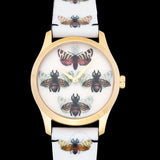 Buy Shop Gucci G Timeless Quartz White Dial White Leather Strap Watch For Women - YA1264109 USA Online