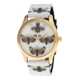 Buy Shop Gucci G Timeless Quartz White Dial White Leather Strap Watch For Women - YA1264109 USA Online