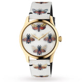 Buy Shop Gucci G Timeless Quartz White Dial White Leather Strap Watch For Women - YA1264109 USA Online