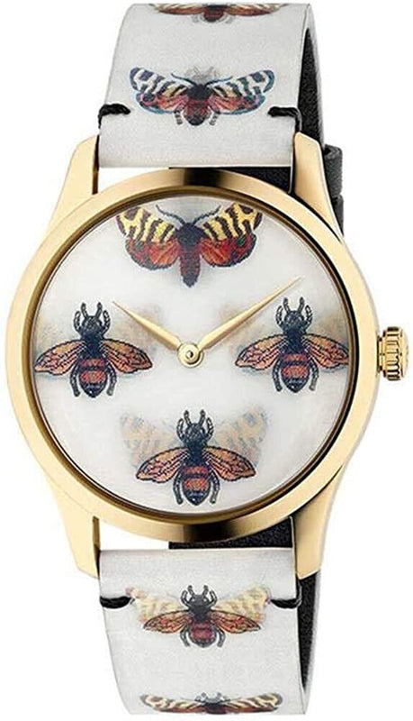 Buy Shop Gucci G Timeless Quartz White Dial White Leather Strap Watch For Women - YA1264109 USA Online