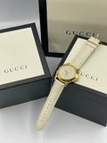 Buy Shop Gucci G Timeless Quartz White Dial White Leather Strap Watch For Women - YA126580A USA Online