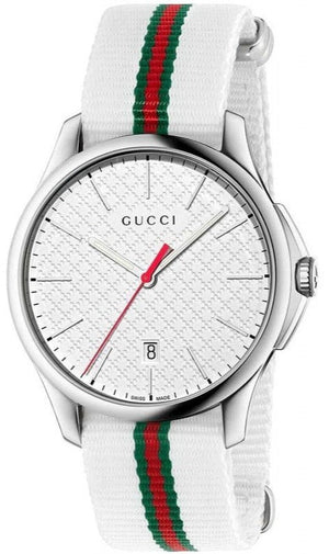 Buy Shop Gucci G Timeless Quartz White DIal White NATO Strap Watch For Men - YA126322 USA Online