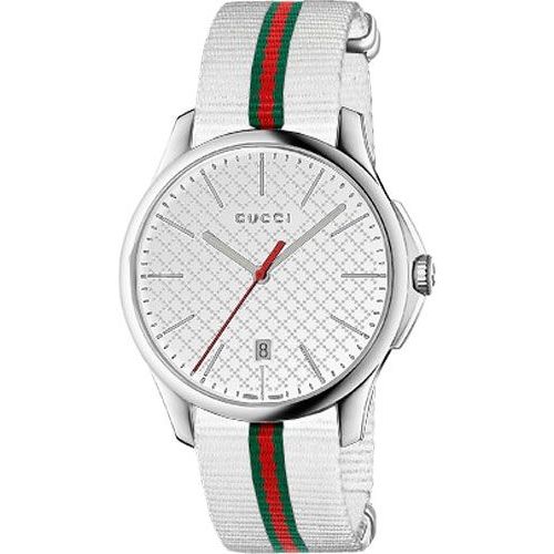 Buy Shop Gucci G Timeless Quartz White DIal White NATO Strap Watch For Men - YA126322 USA Online