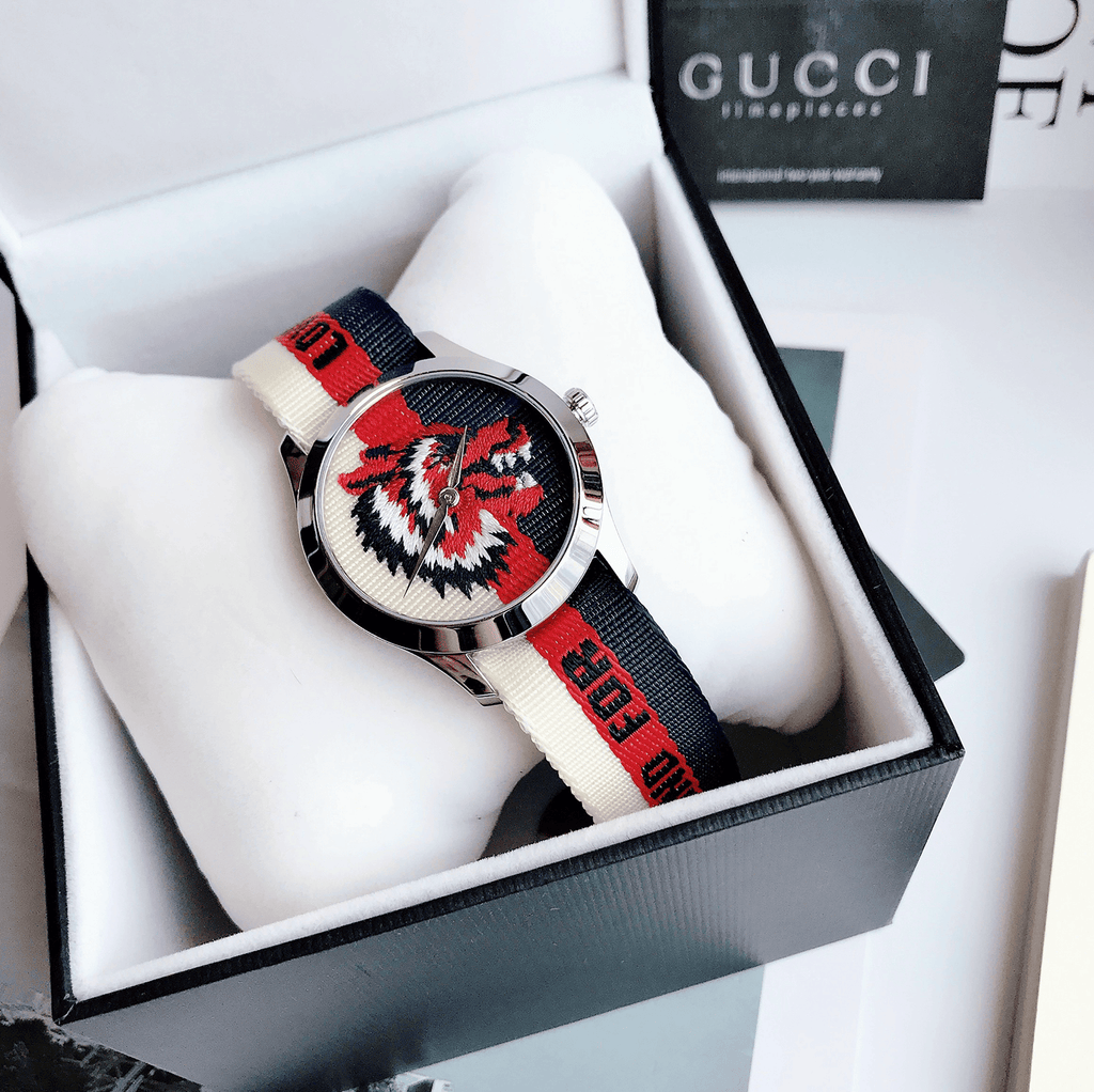 Buy Shop Gucci G Timeless Quartz White Red Blue Dial Multicolored NATO Strap Watch For Men - YA1264059 USA Online