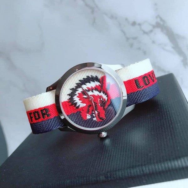 Buy Shop Gucci G Timeless Quartz White Red Blue Dial Multicolored NATO Strap Watch For Men - YA1264059 USA Online