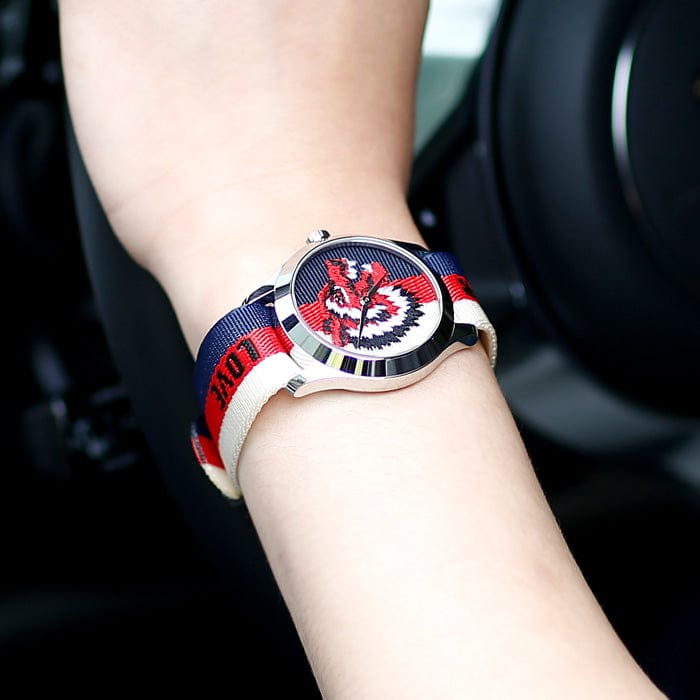 Buy Shop Gucci G Timeless Quartz White Red Blue Dial Multicolored NATO Strap Watch For Men - YA1264059 USA Online