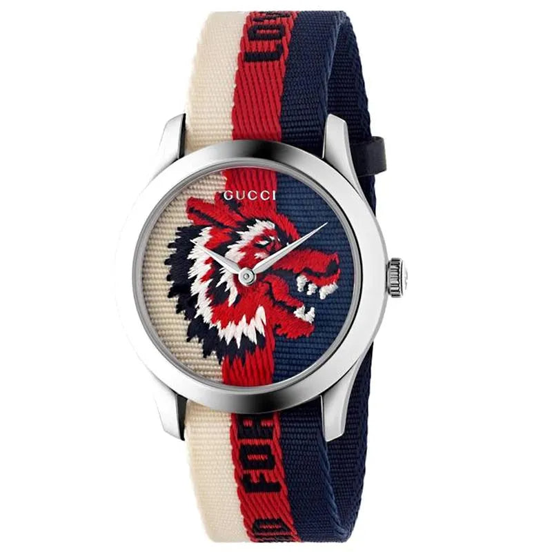 Buy Shop Gucci G Timeless Quartz White Red Blue Dial Multicolored NATO Strap Watch For Men - YA1264059 USA Online
