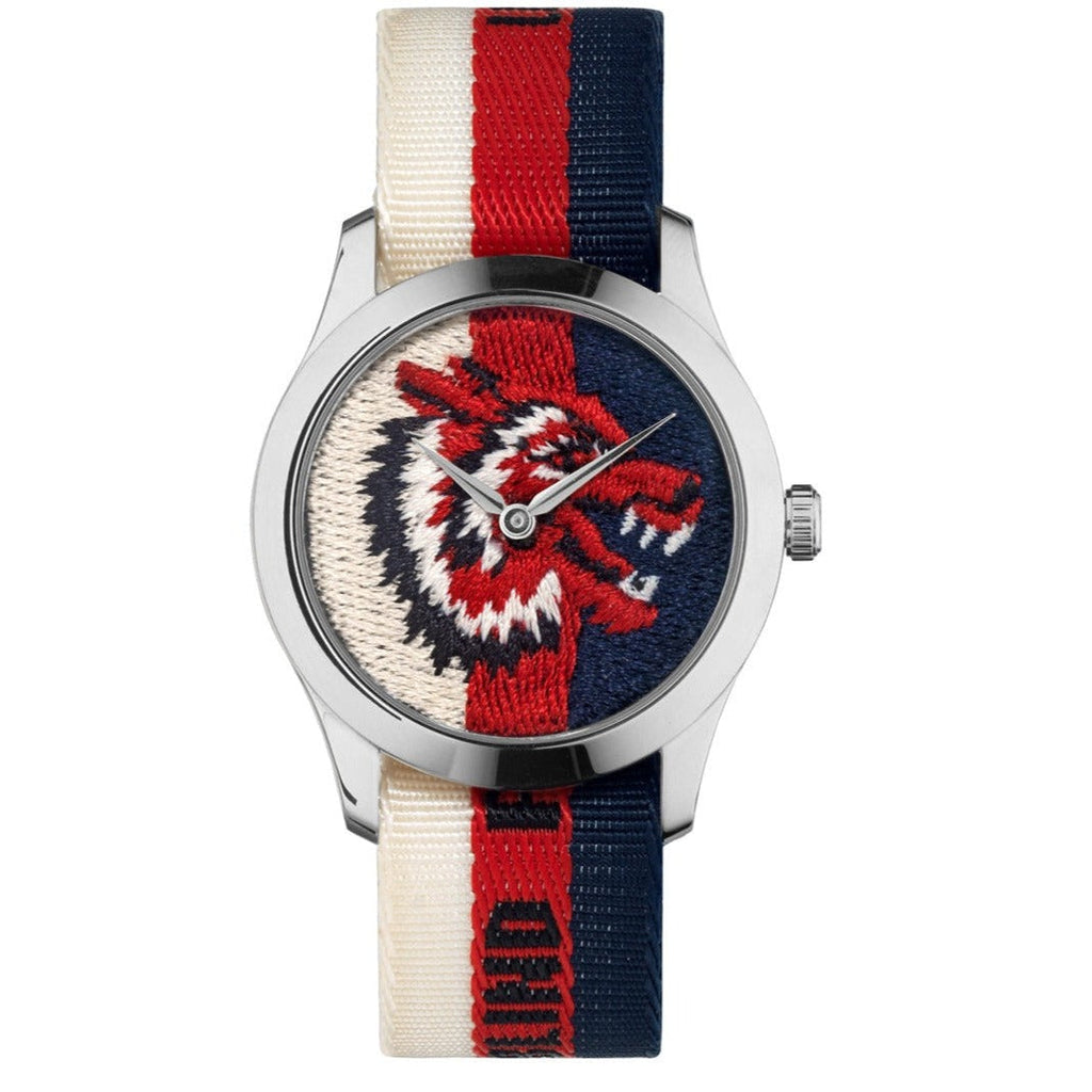 Buy Shop Gucci G Timeless Quartz White Red Blue Dial Multicolored NATO Strap Watch For Men - YA1264059 USA Online