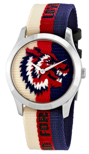 Buy Shop Gucci G Timeless Quartz White Red Blue Dial Multicolored NATO Strap Watch For Men - YA1264059 USA Online