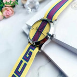 Buy Shop Gucci G Timeless Quartz Yellow & Purple Dial Yellow & Purple NATO Strap Watch For Men - YA1264069 USA Online