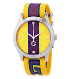 Buy Shop Gucci G Timeless Quartz Yellow & Purple Dial Yellow & Purple NATO Strap Watch For Men - YA1264069 USA Online