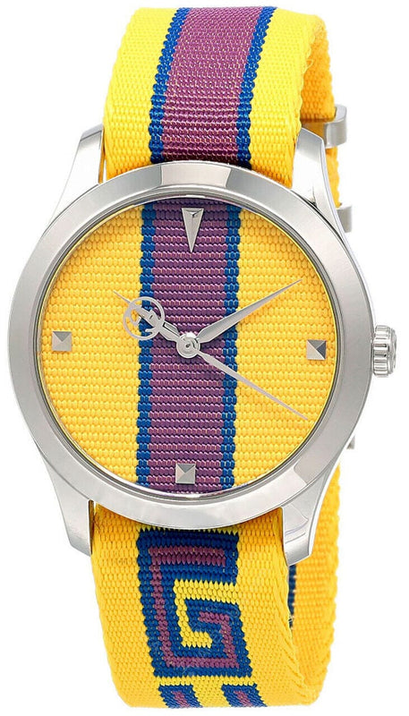 Buy Shop Gucci G Timeless Quartz Yellow & Purple Dial Yellow & Purple NATO Strap Watch For Men - YA1264069 USA Online