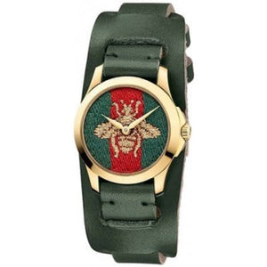 Buy Shop Gucci G Timeless Red Green Dial Green Leather Strap Watch For Women - YA126545 USA Online